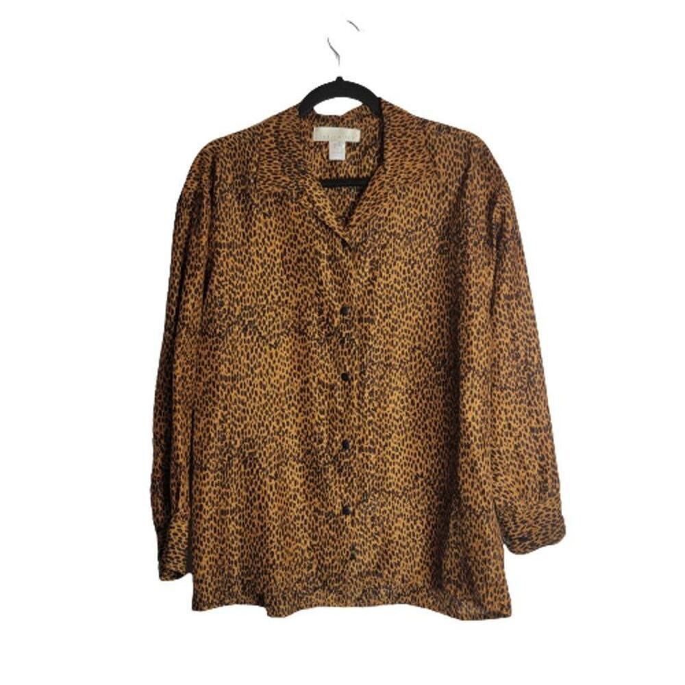 Y2K Vintage Animal Print Silk Blouse